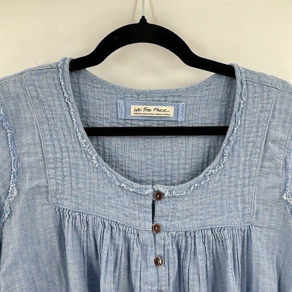 Free People We the Sand Dune Long Sleeve Blue Medium - Picture 3 of 5
